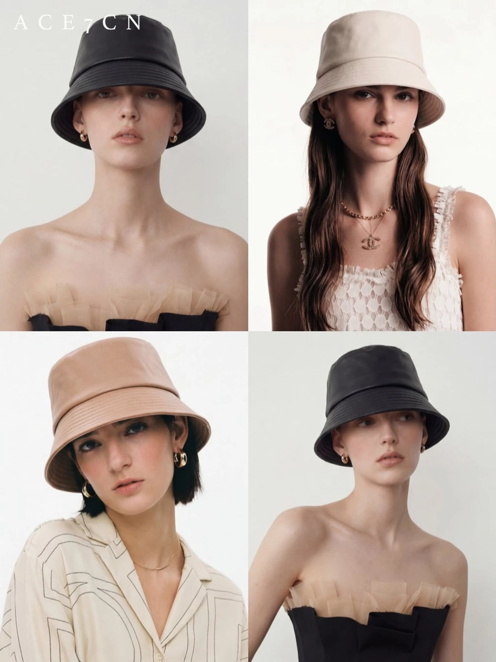 Faux-Leather Lampshade Bucket Hat — ACE7CN