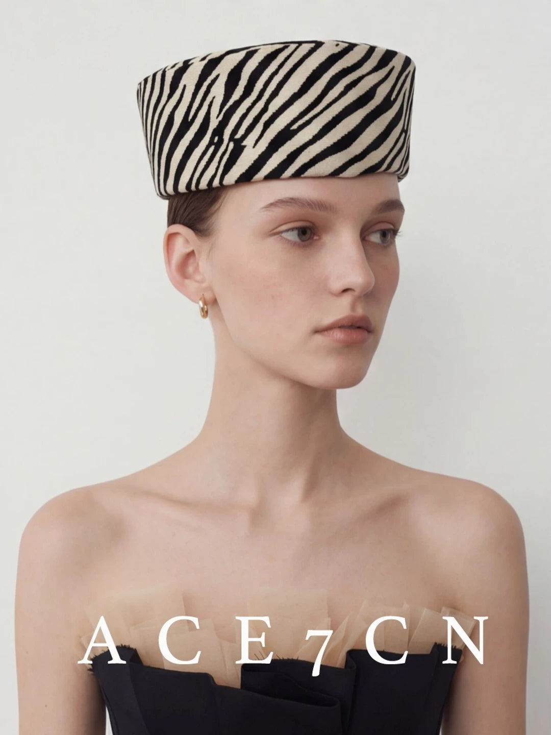 Zebra-Print Pillbox Hat — ACE7CN