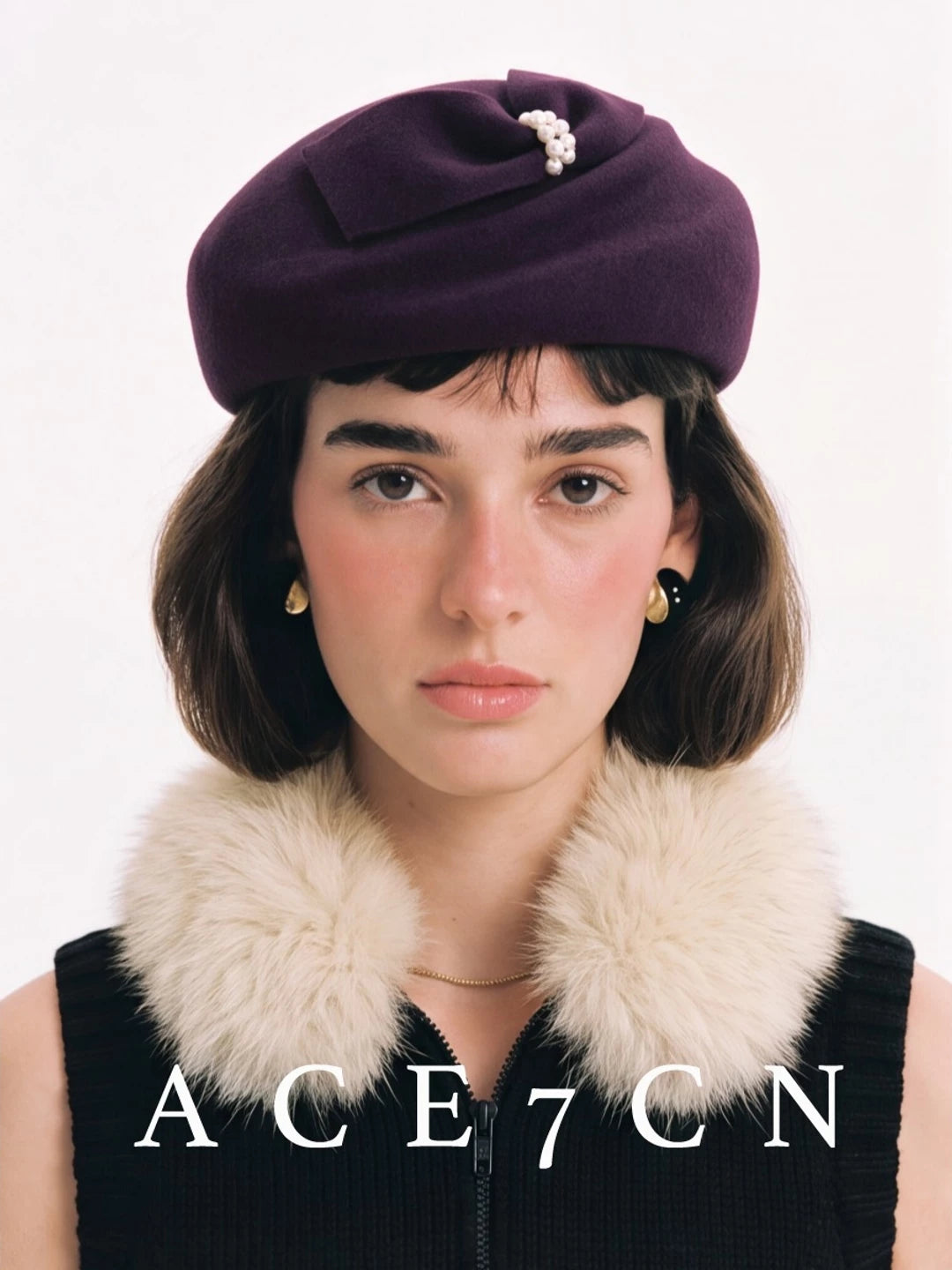 British Vintage 100 Wool Pillbox Hat French Light-Luxury