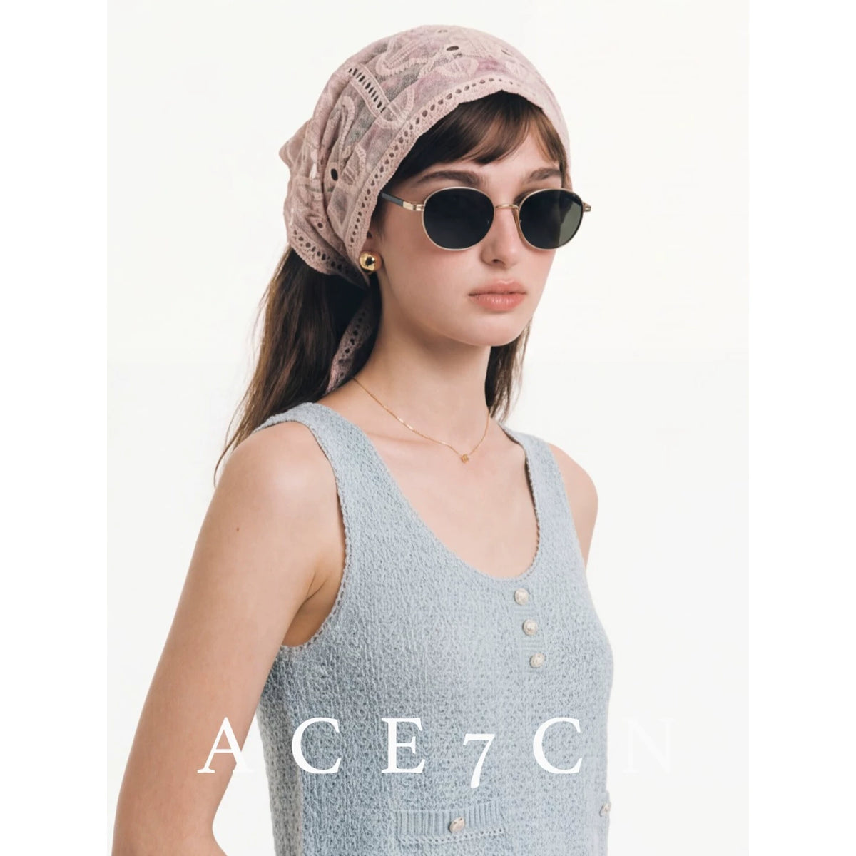 Embossed Embroidered Head Scarf Hat — ACE7CN