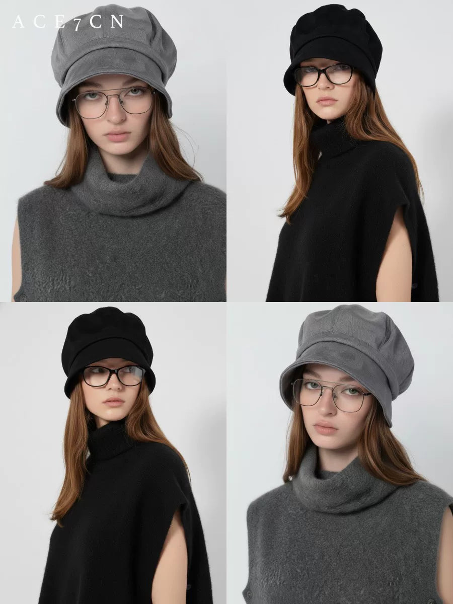 Cool-Tone Suede Octagonal Newsboy Cap — ACE7CN
