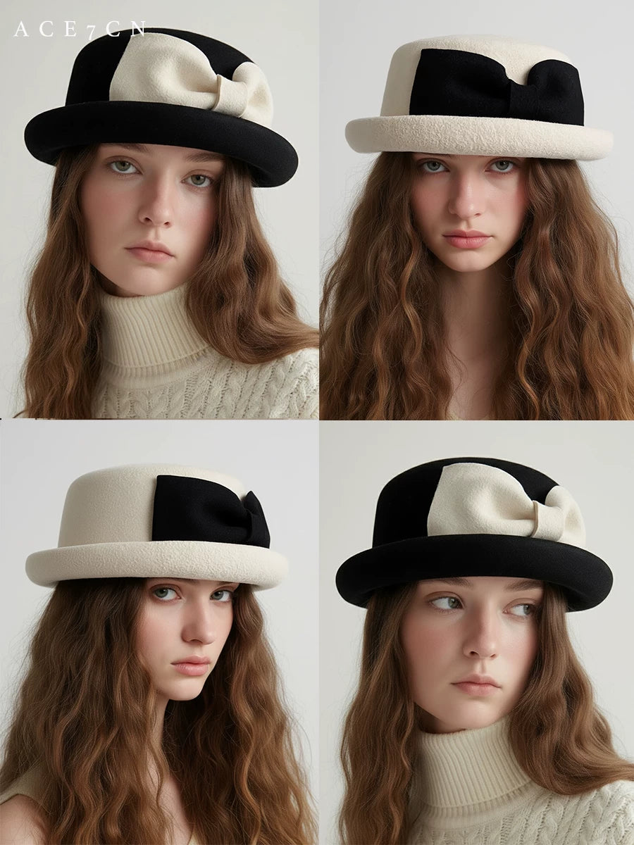 Bow-Detail Wool Fedora — ACE7CN