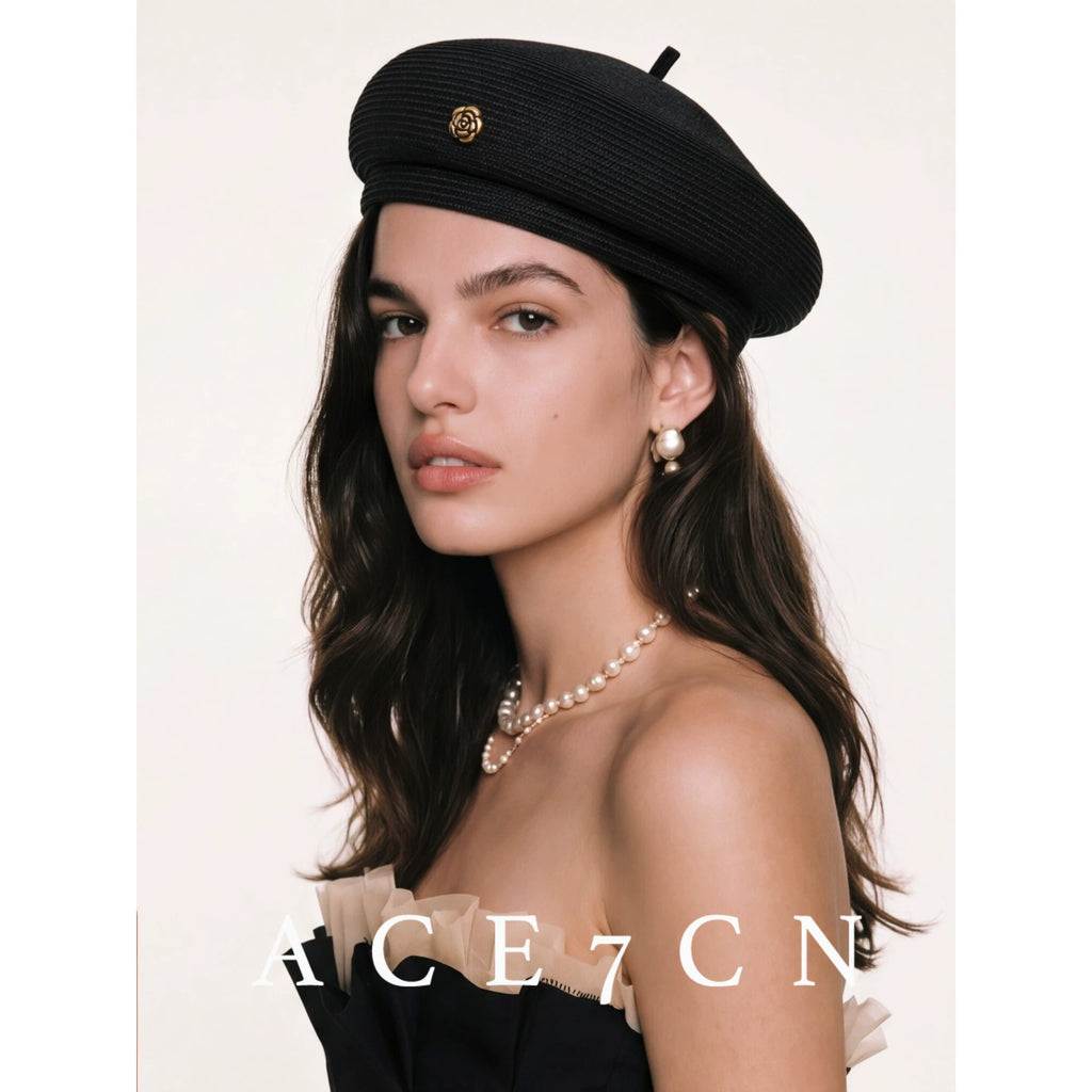 Camellia Sculpted Straw Pillbox Hat — ACE7CN