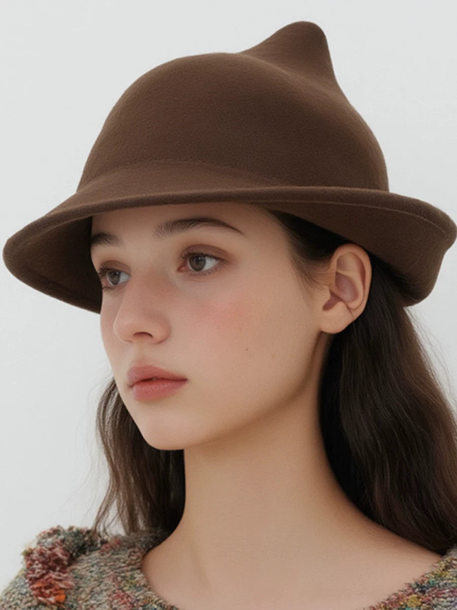 Pointed Roll-Brim Wool Felt Hat — ACE7CN