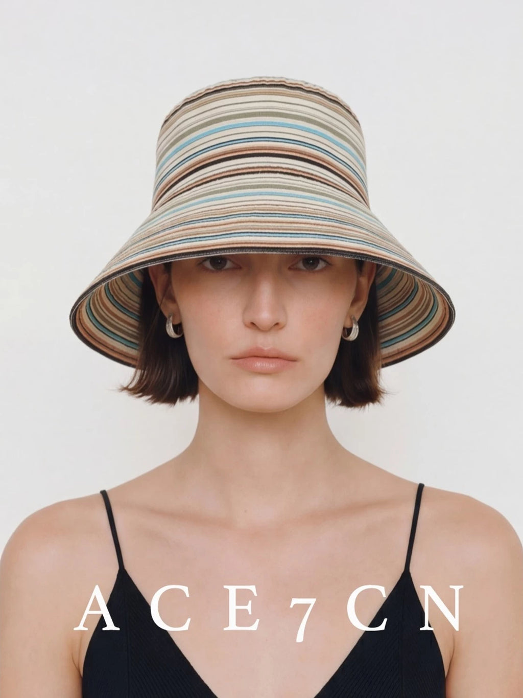Multi-Stripe Roll-Brim Bucket Hat — ACE7CN
