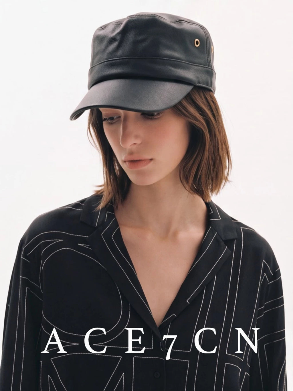 Matte Faux-Leather Equestrian Cap — ACE7CN