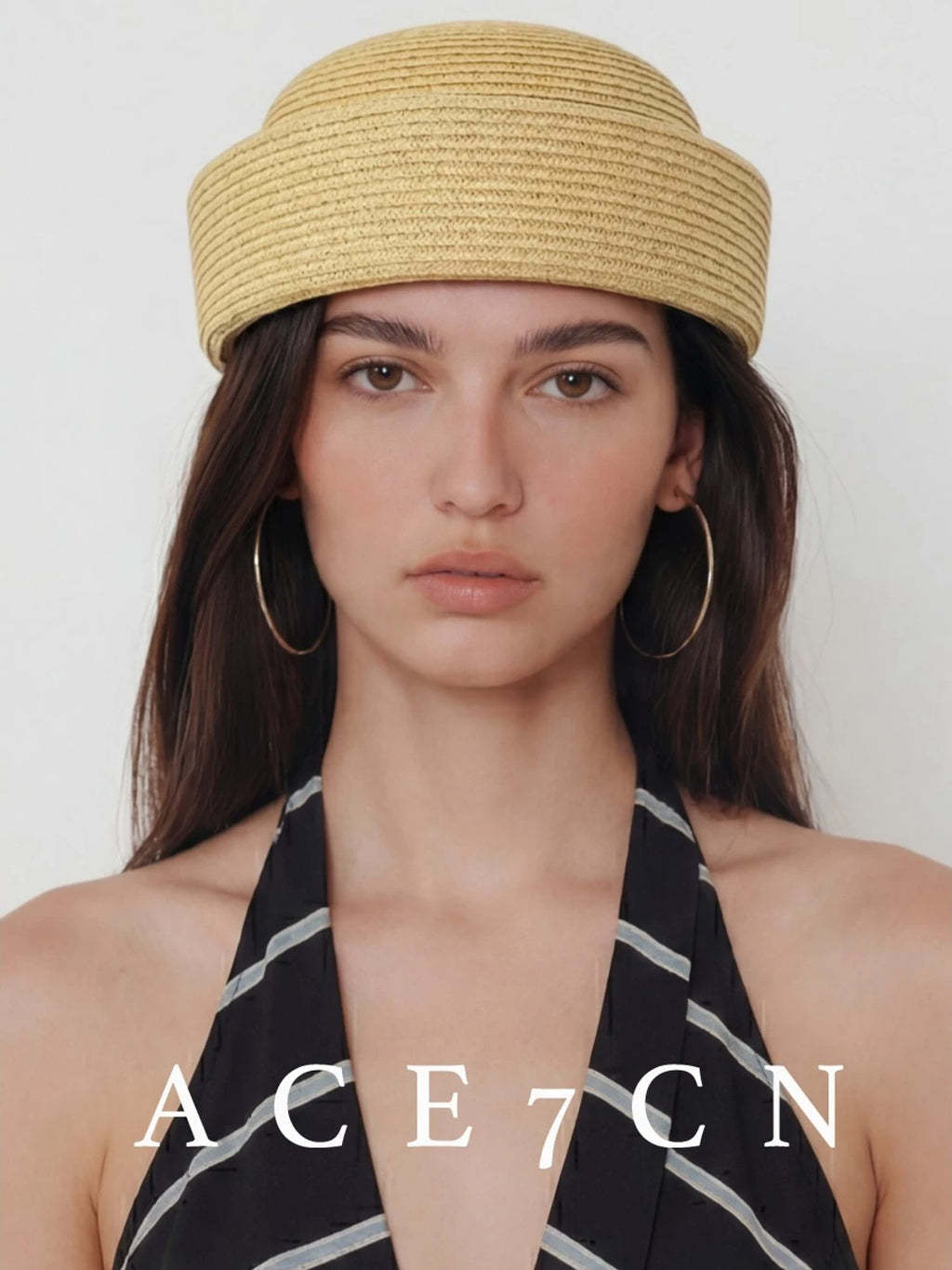 Yellow Brimless Straw Pillbox Hat — ACE7CN