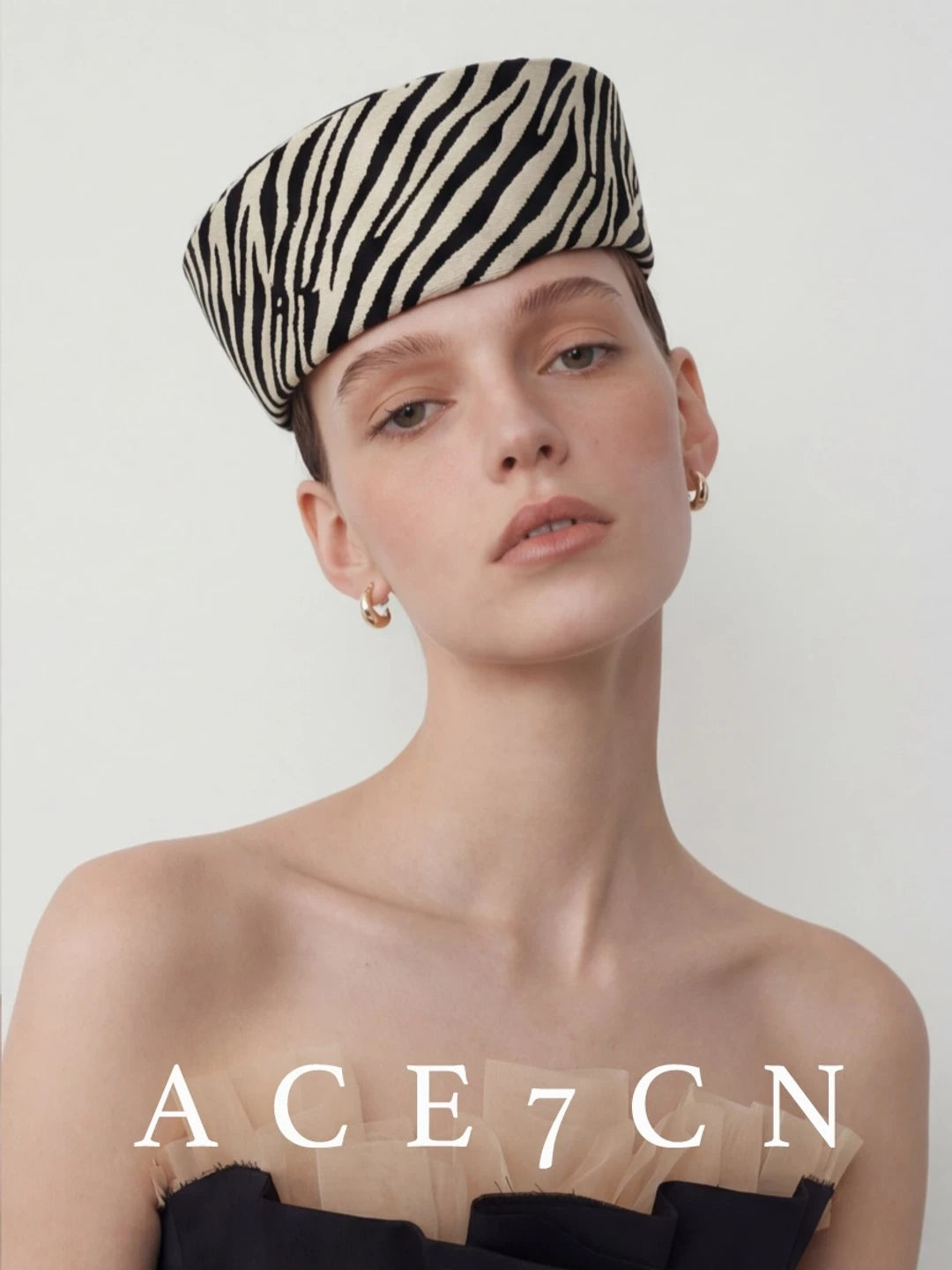 Zebra-Print Pillbox Hat — ACE7CN