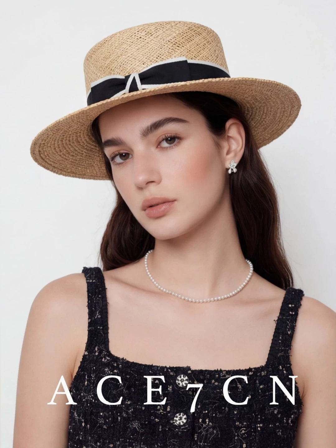 Madrid Resort Natural Natural-Straw Dress Hat Hepburn-Style