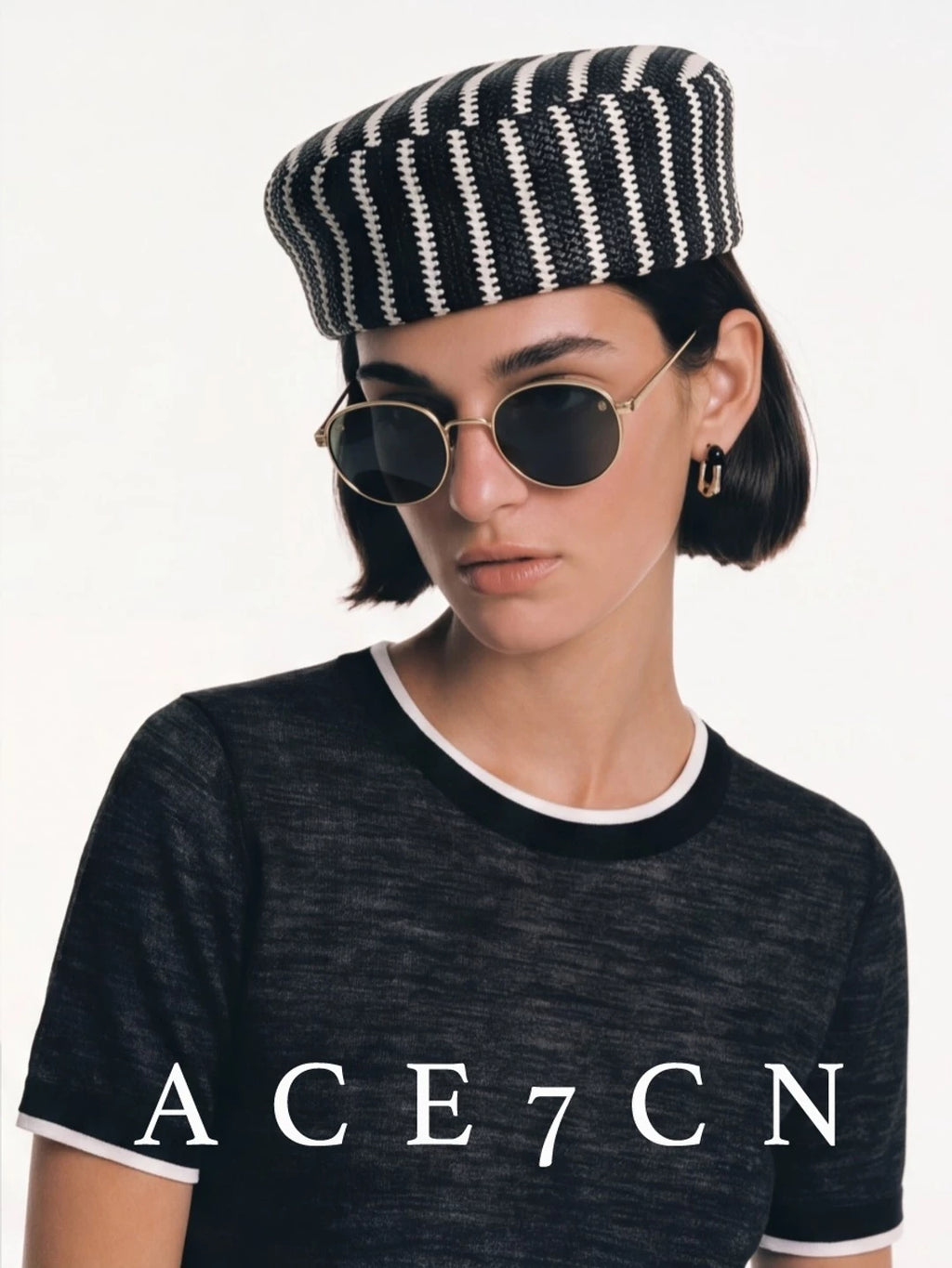 Striped Woven Pillbox Hat — ACE7CN