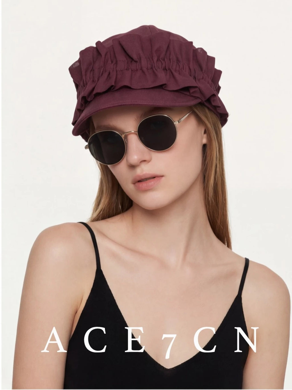 Hand-Pinched Floral Short-Brim Hat — ACE7CN