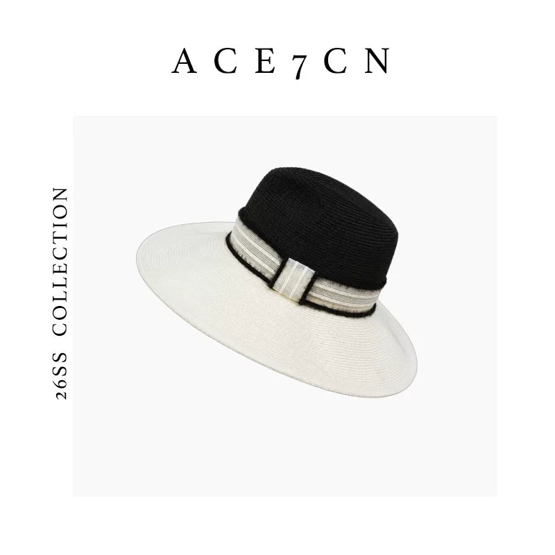 Wide-Brim Woven Straw Fedora — ACE7CN