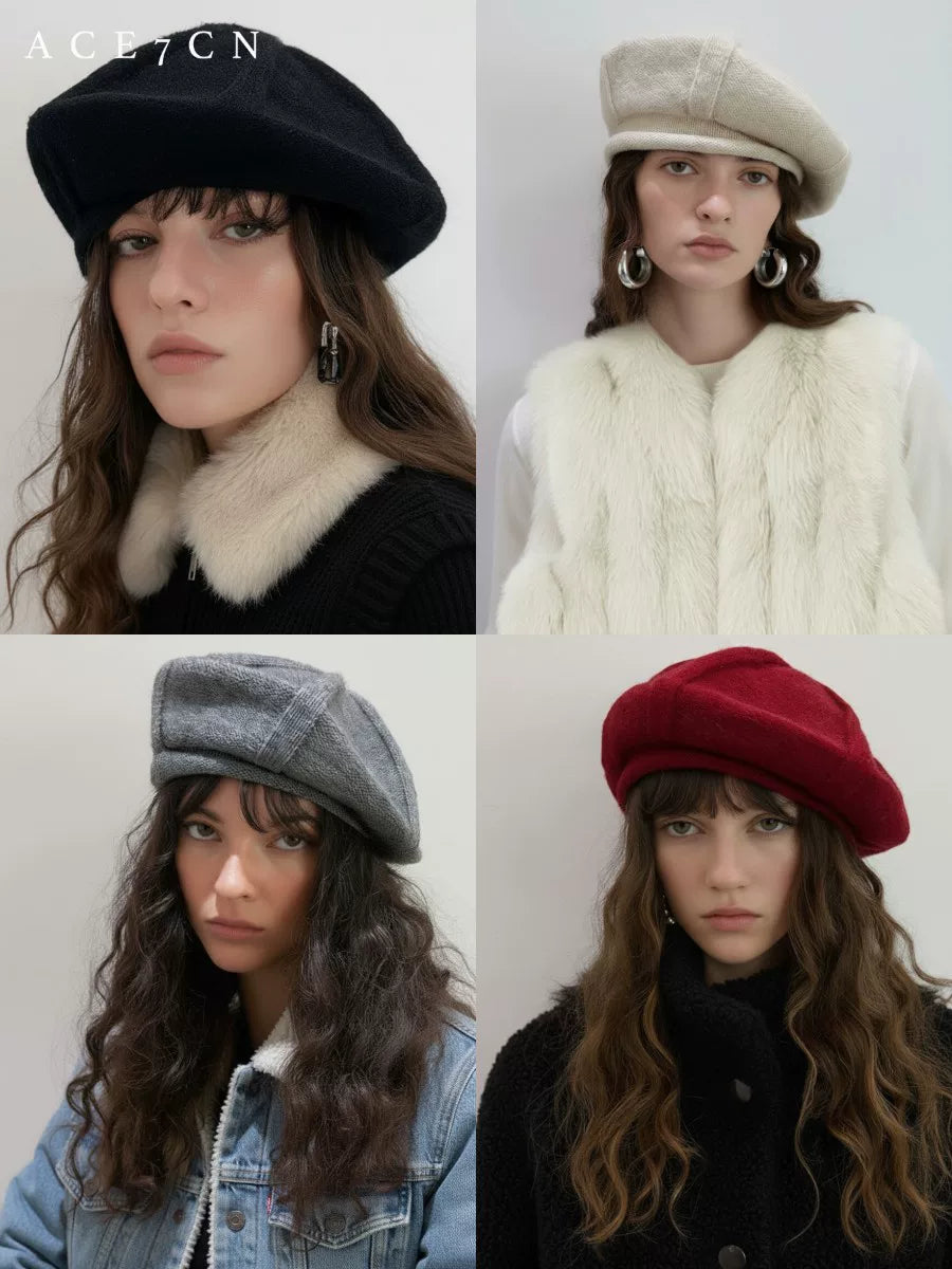 Slouchy Wool Knit Painter Beret — ACE7CN