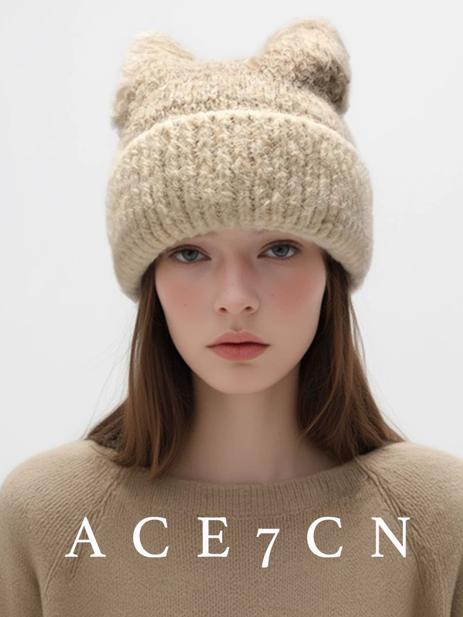 Fluffy Cat-Ear Ear-Flap Beanie — ACE7CN
