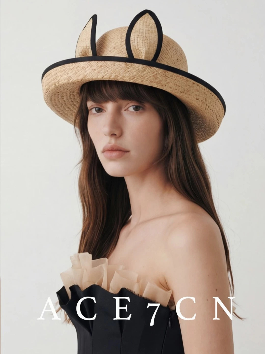 Bunny-Ear Raffia Hat — ACE7CN