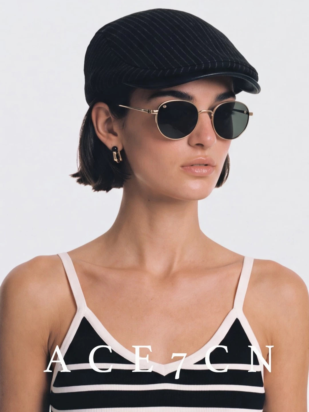 Fine-Stripe Flat Cap — ACE7CN