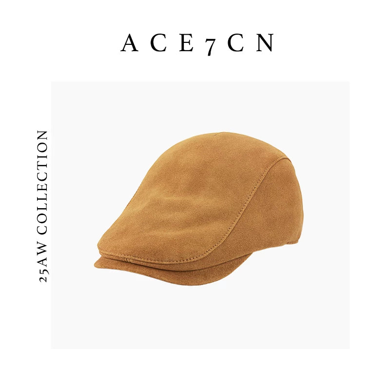 Distressed Suede Newsboy Cap — ACE7CN