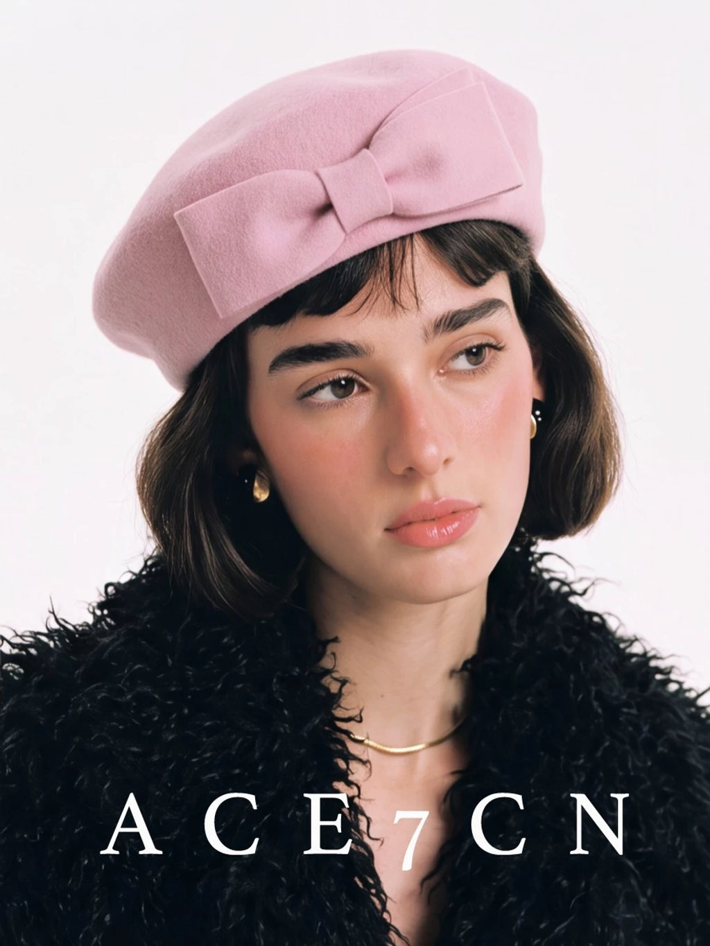 Bow-Detail Wool Felt Painter Beret — ACE7CN