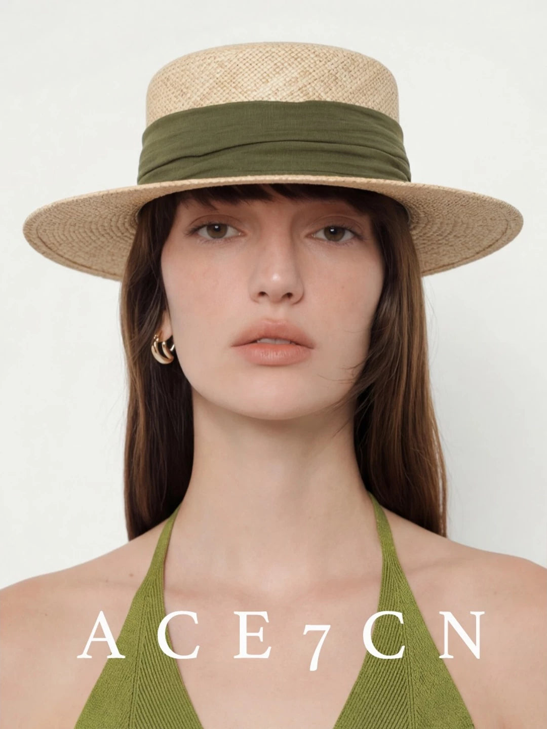 Cotton-Linen Ribbon Straw Fedora — ACE7CN