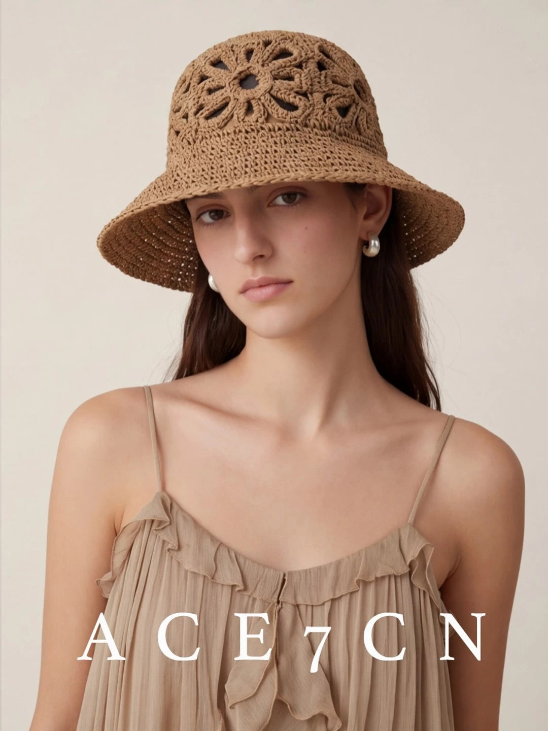 Airy Openwork Straw Bucket Hat — ACE7CN