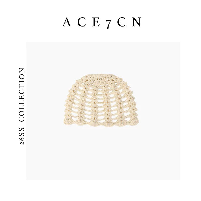Shimmer Openwork Woven Head Scarf Hat — ACE7CN