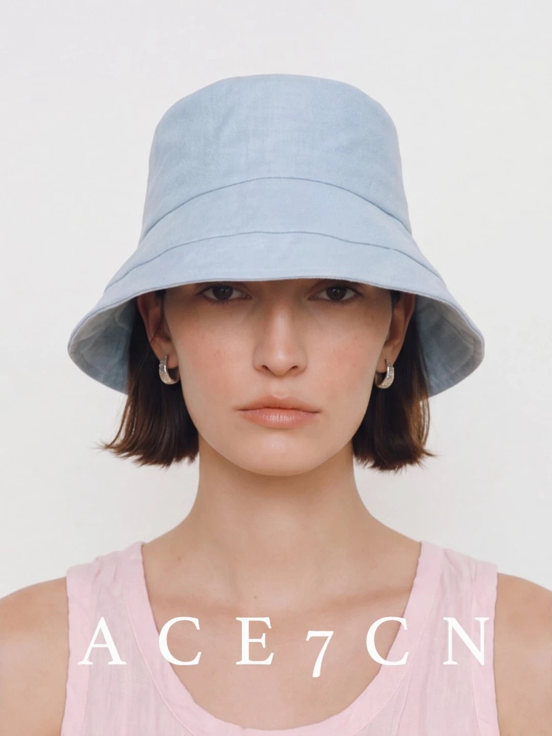 Wide-Brim Linen Bucket Hat — ACE7CN