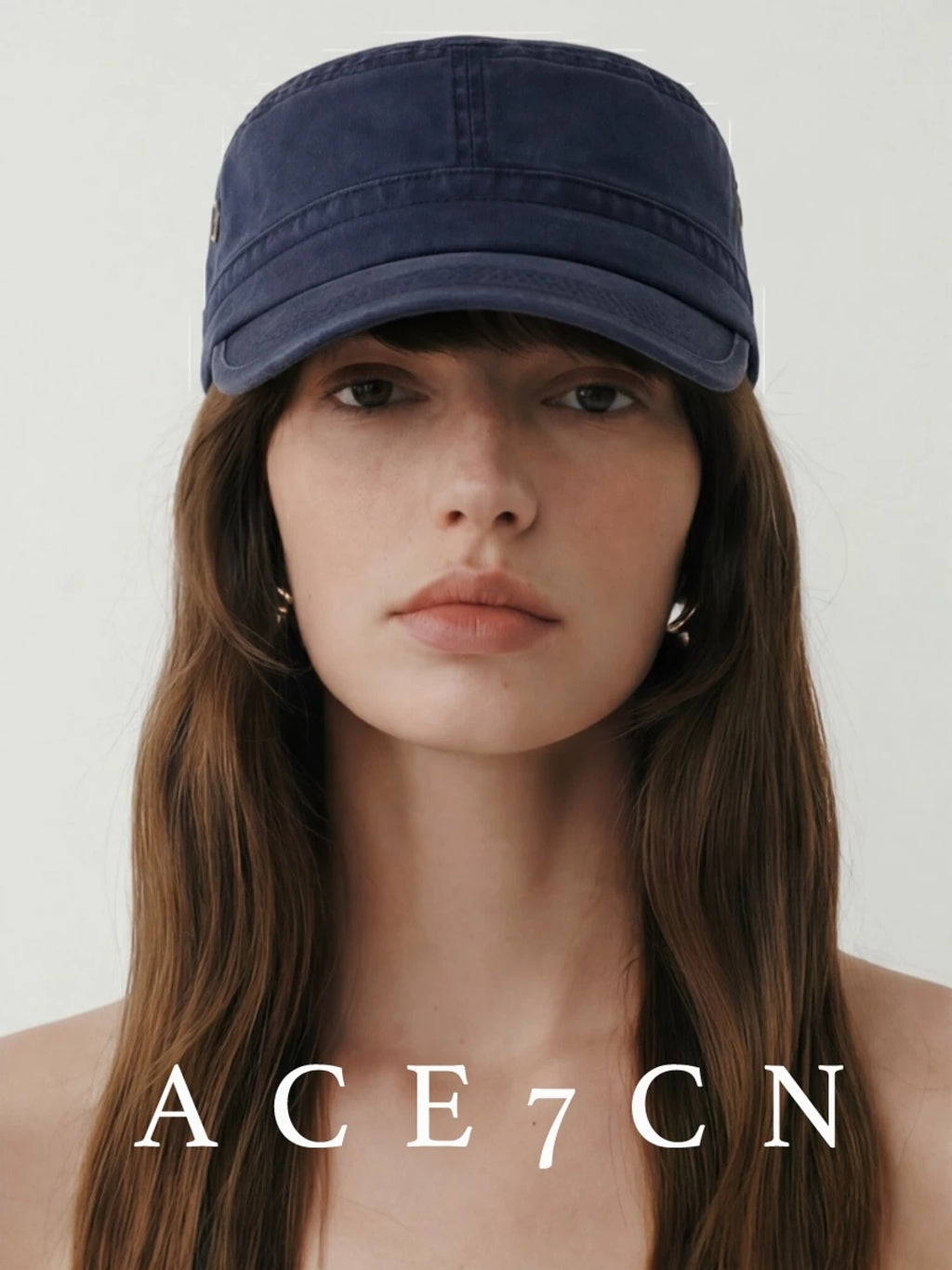 Distressed Denim Flat-Brim Baseball Cap — ACE7CN