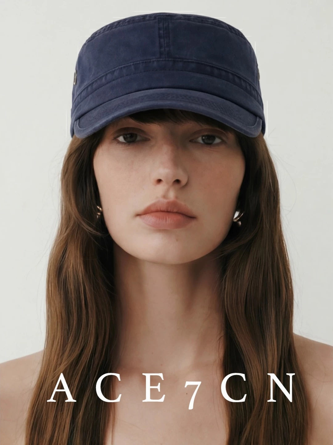 Distressed Denim Flat-Brim Baseball Cap — ACE7CN