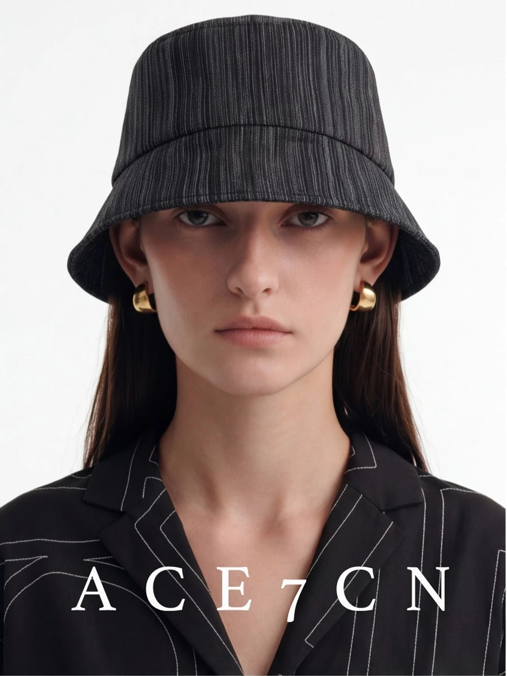 Resin-Texture Linen Bucket Hat — ACE7CN