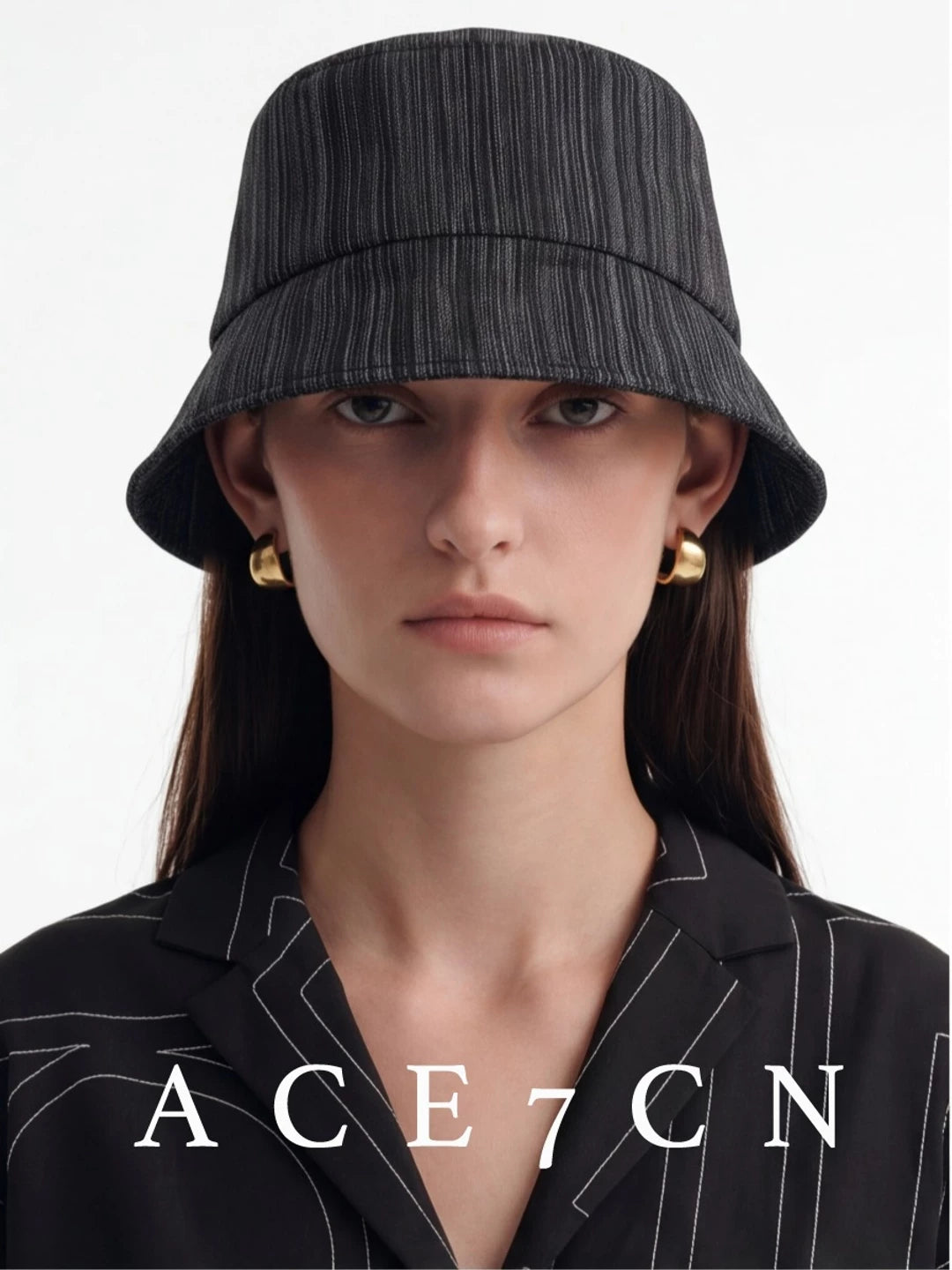 Resin-Texture Linen Bucket Hat — ACE7CN
