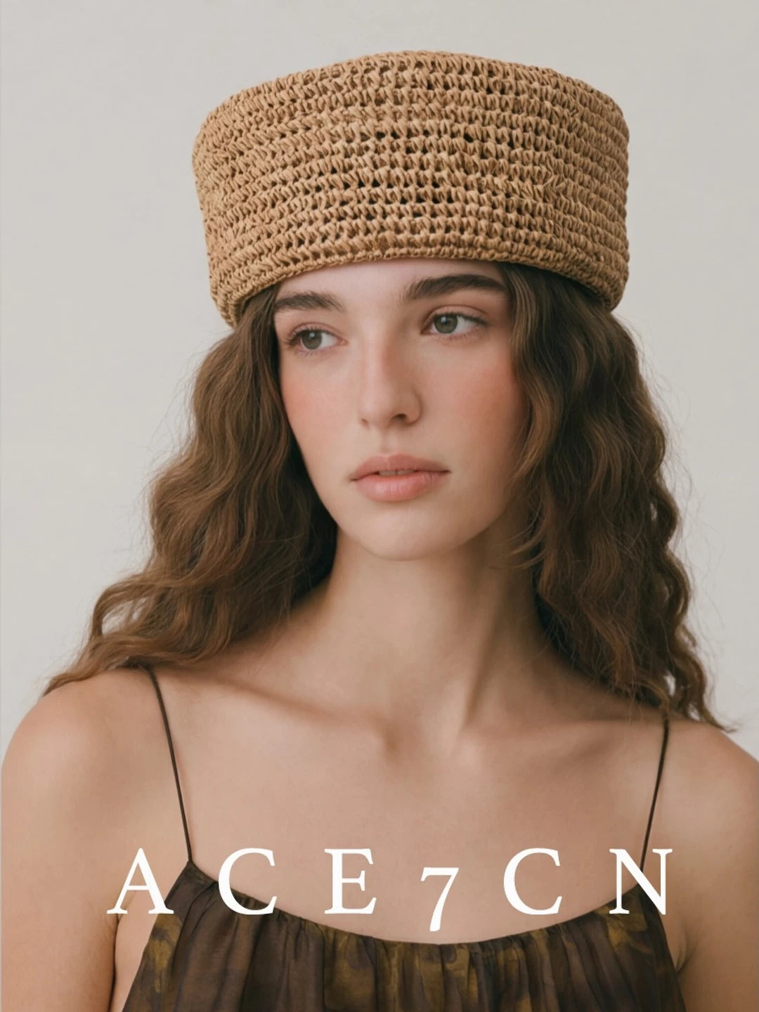Openwork Straw Pillbox Hat — ACE7CN