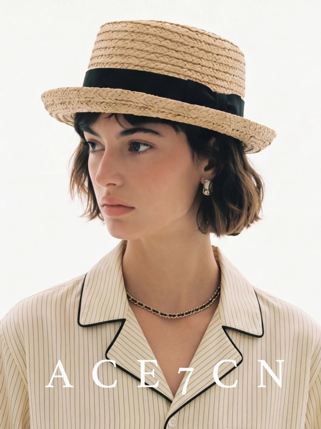 Roll-Brim Raffia Fedora — ACE7CN