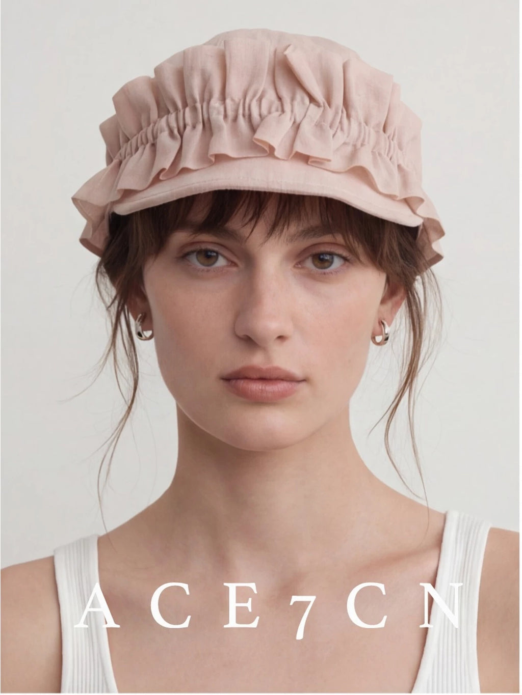 Hand-Pinched Floral Short-Brim Hat — ACE7CN
