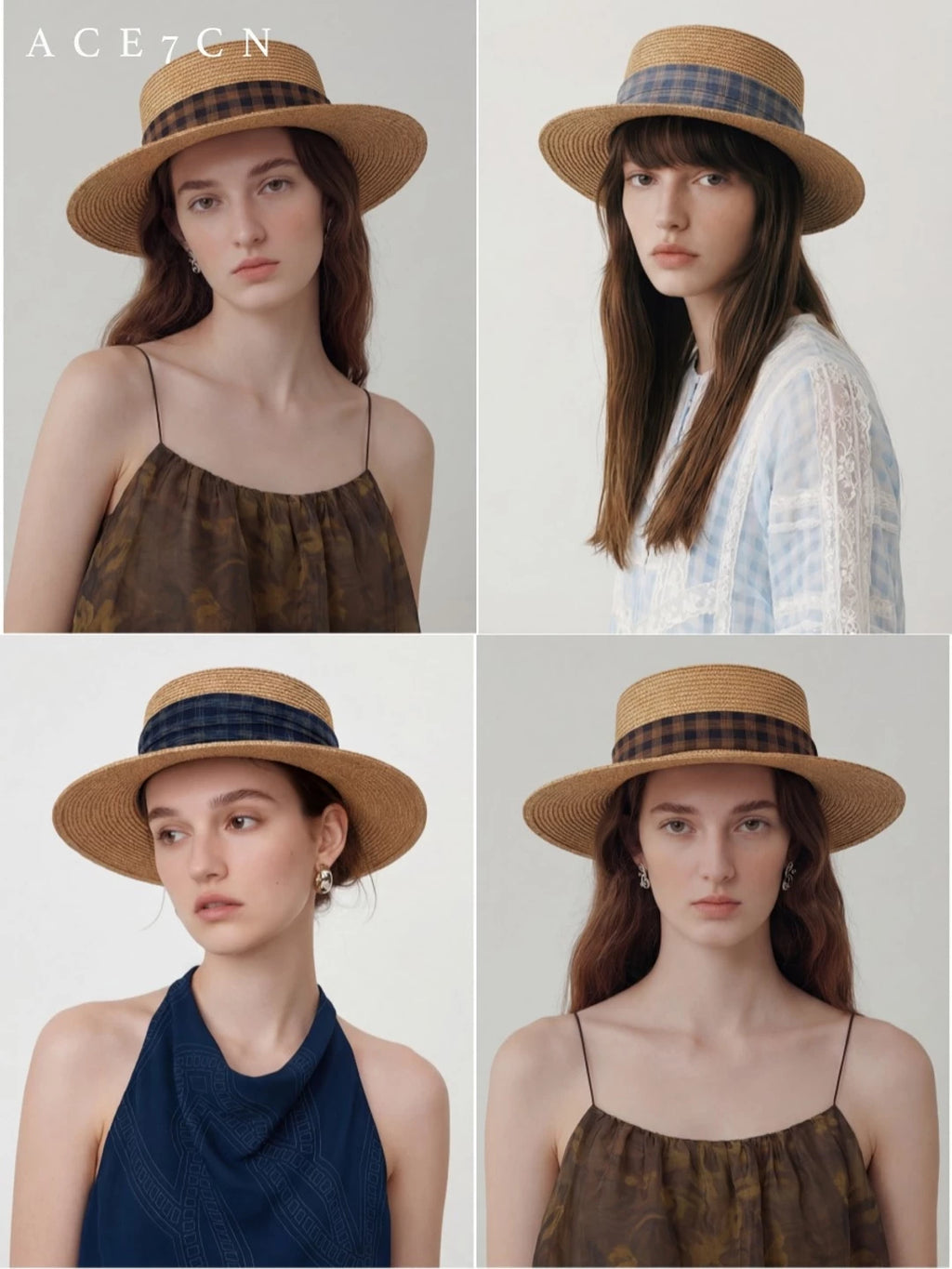Plaid Straw Fedora — ACE7CN