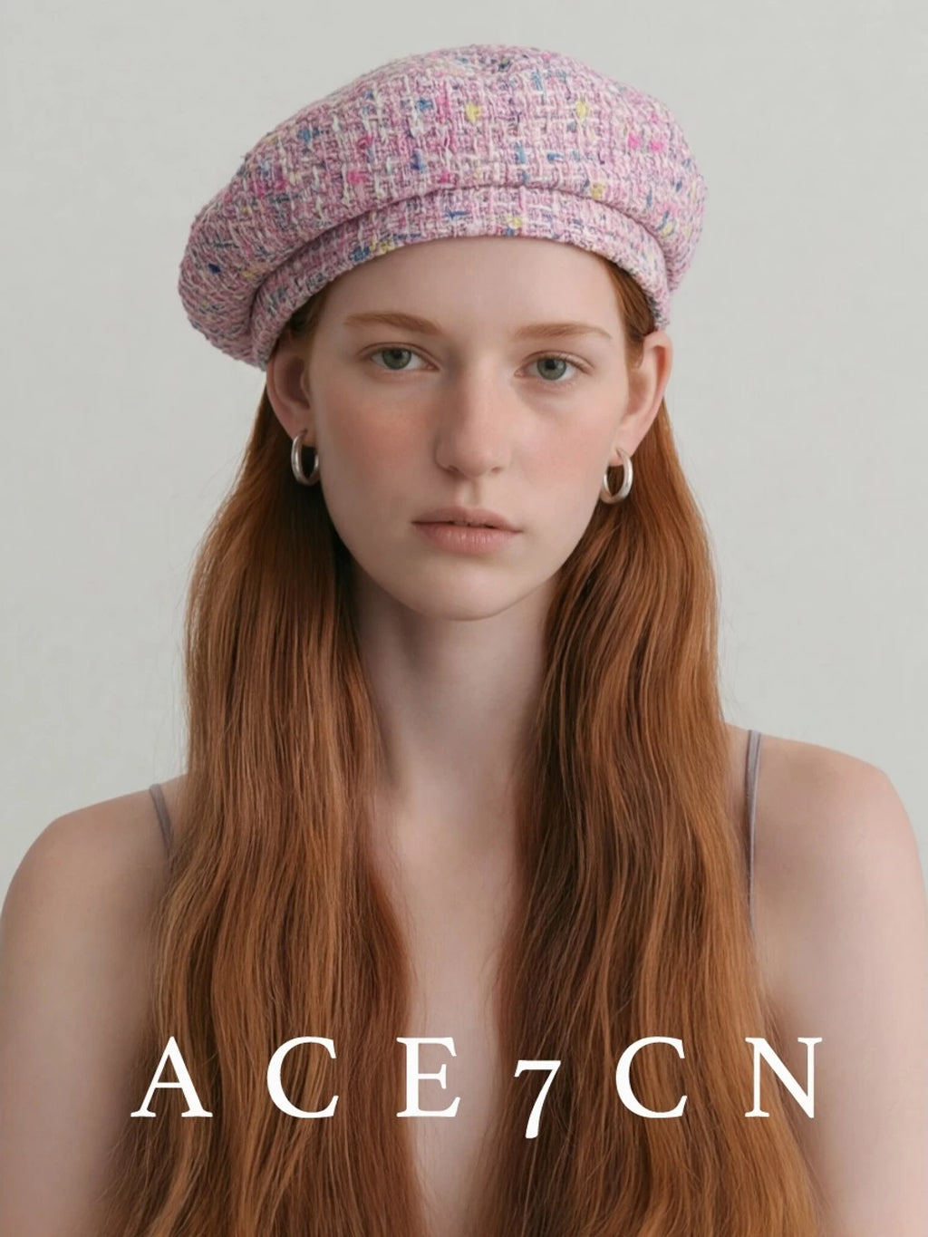 Multicolor-Yarn Tweed Beret — ACE7CN