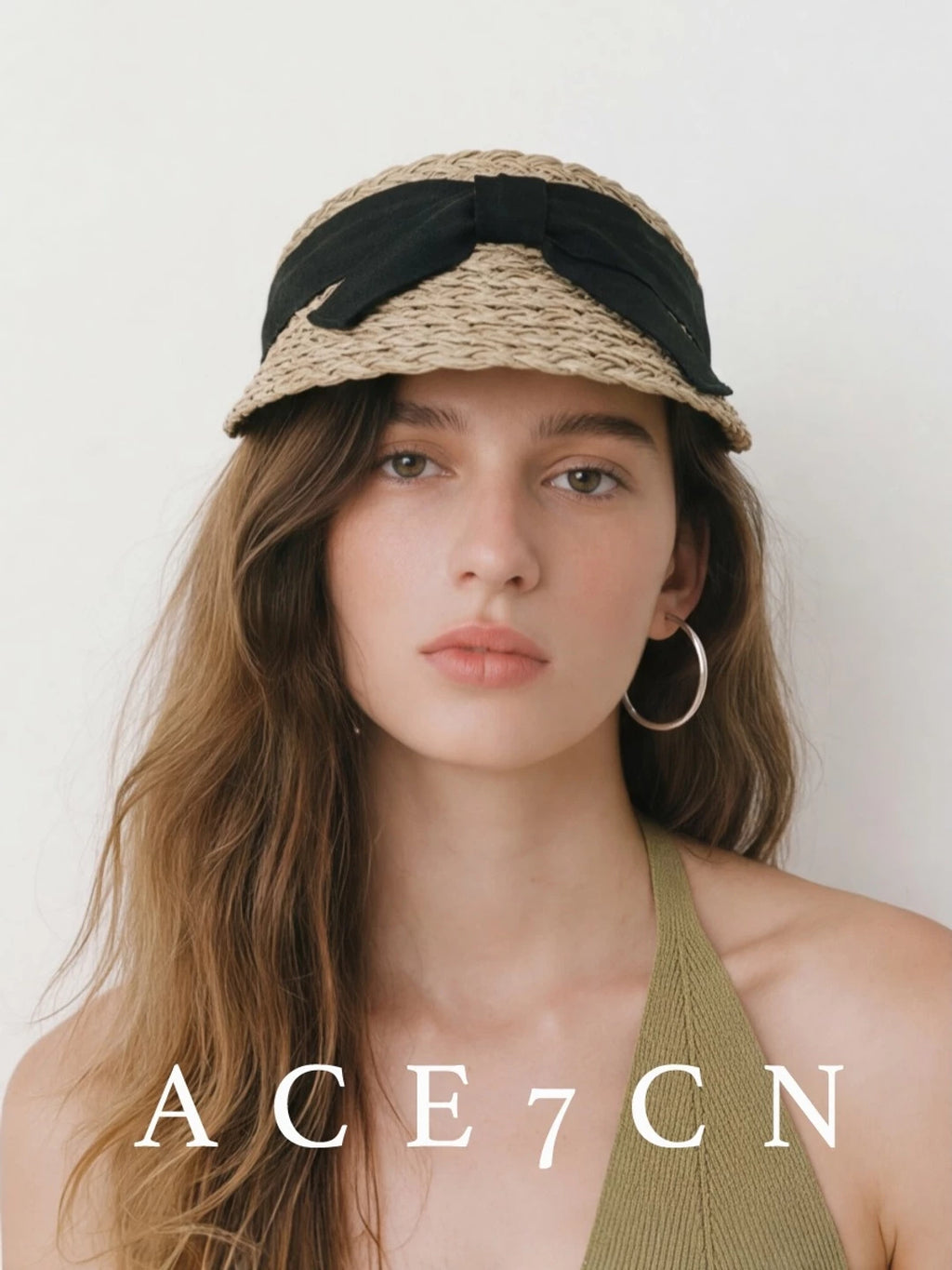 Bow-Detail Seagrass Clip Visor — ACE7CN