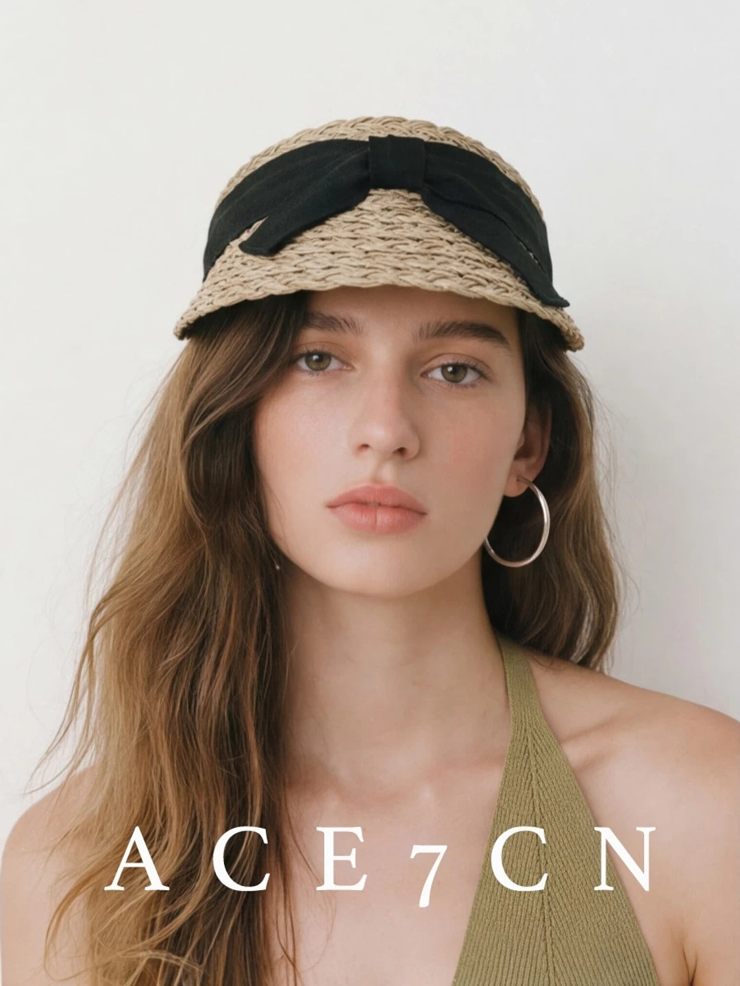Bow-Detail Seagrass Clip Visor — ACE7CN