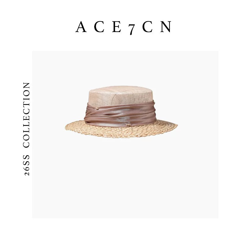 Satin-Band Wide-Brim Straw Boater — ACE7CN