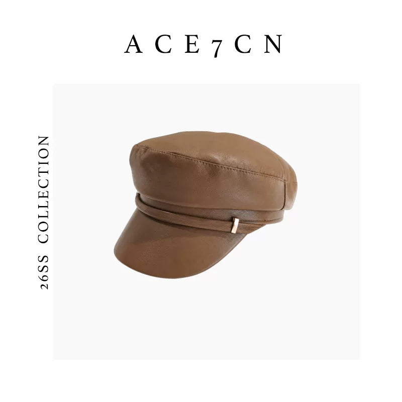 Short-Brim Leather Equestrian Cap — ACE7CN