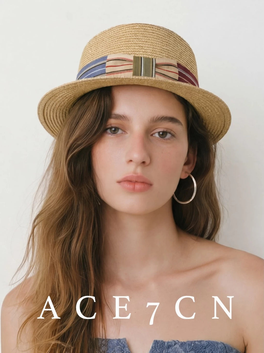 Striped-Band Straw Fedora — ACE7CN