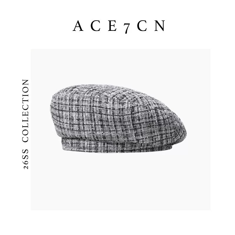 Generous-Fit Tweed Painter Beret — ACE7CN