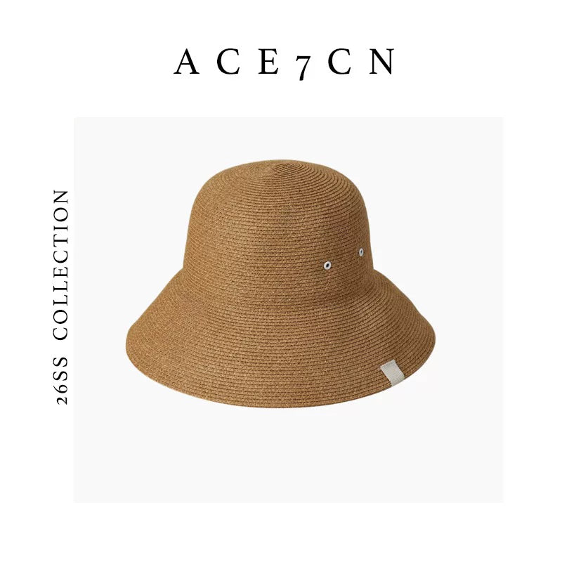 Foldable Wide-Brim Straw Cloche — ACE7CN
