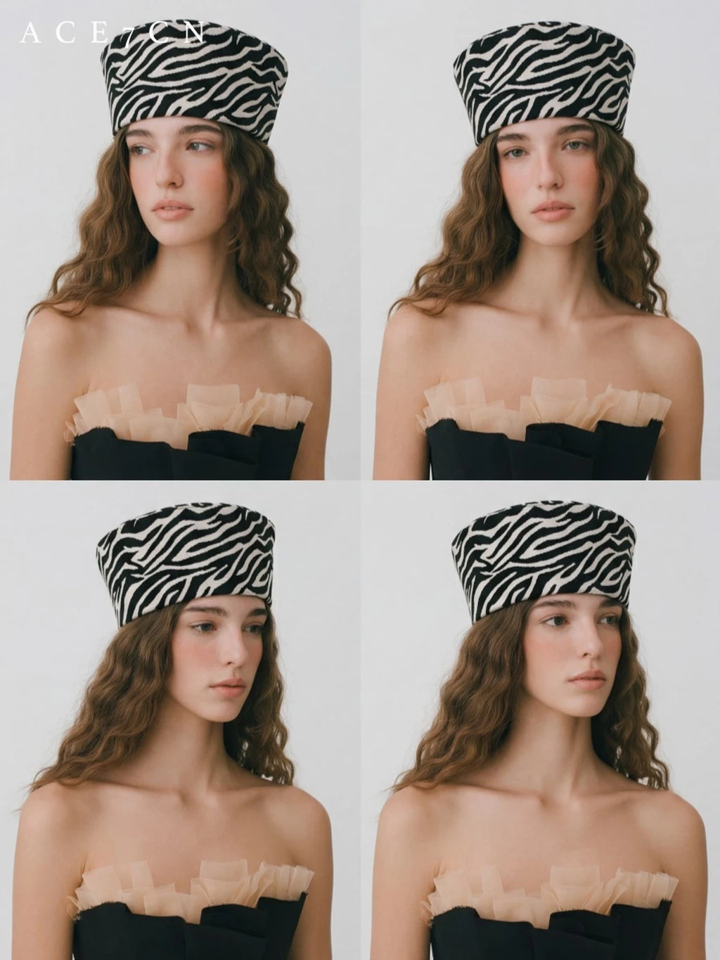 Oversized Zebra Pillbox Hat — ACE7CN
