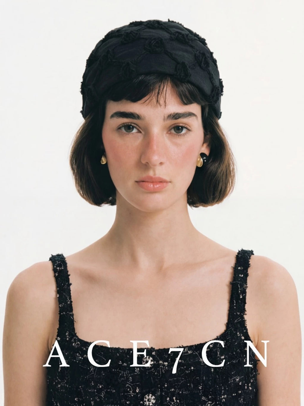 Sheer Tulle Floral Head Scarf Hat — ACE7CN