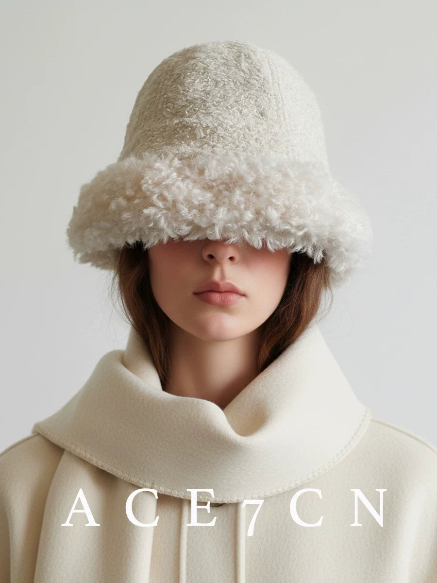 Glitter Tweed Plush Bucket Hat — ACE7CN