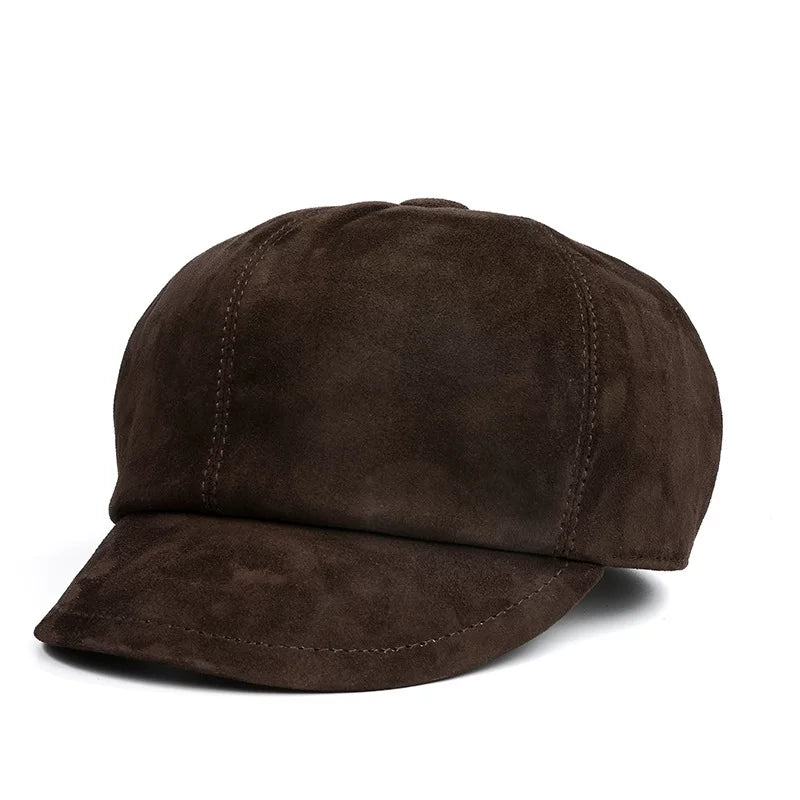 Luxury Lambskin Vintage Suede Leather Baseball Cap