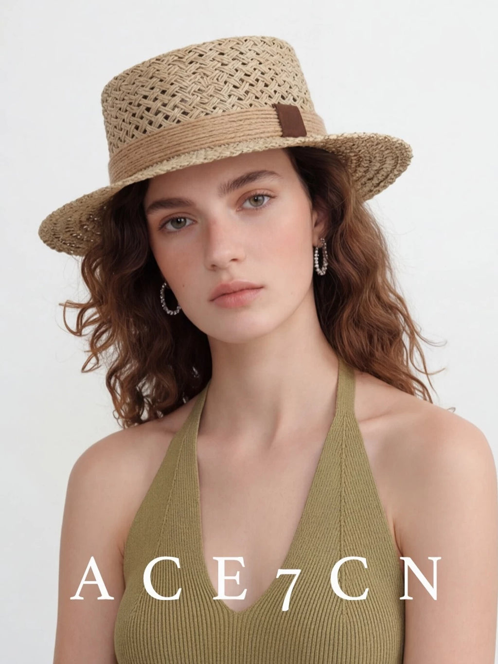 Rope-Trim Openwork Seagrass Boater — ACE7CN