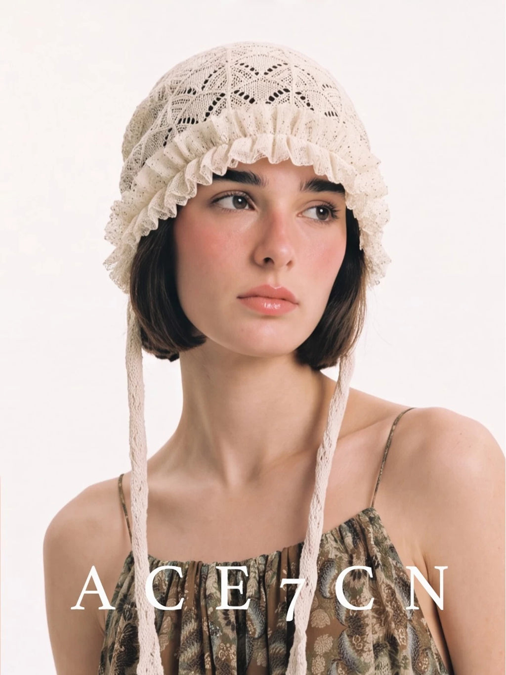 Openwork Crochet Lace Head Scarf Hat — ACE7CN