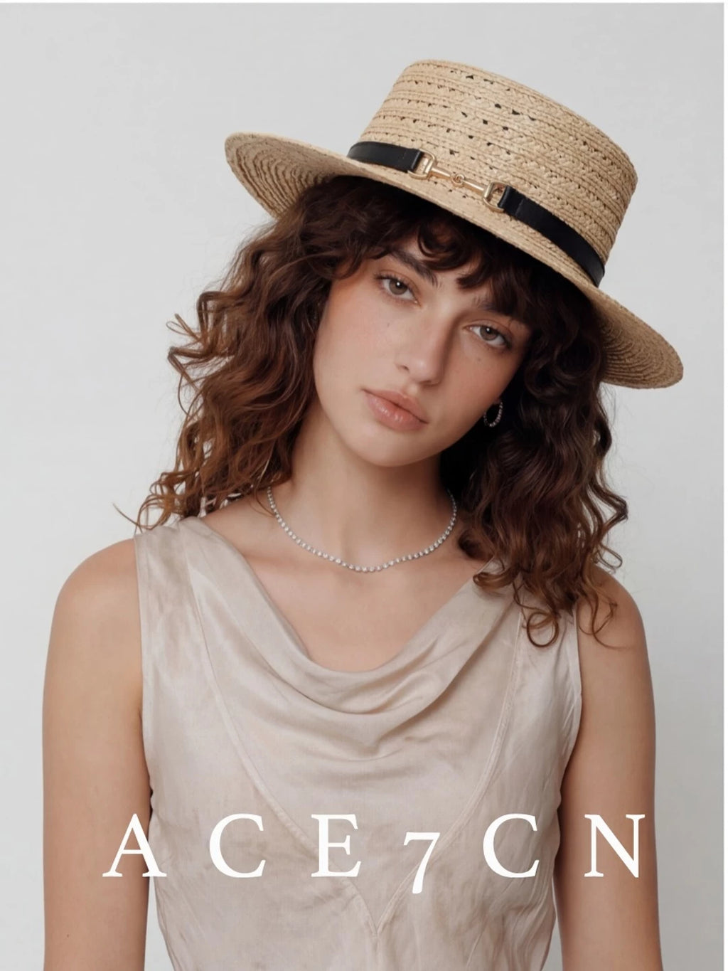 Openwork Wide-Brim Raffia Boater — ACE7CN