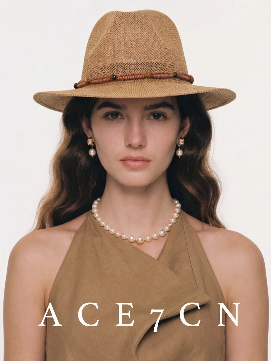 Camel-Tone Straw Panama Hat — ACE7CN